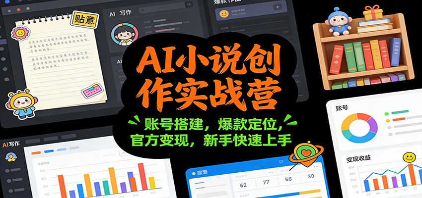 AI小说创作实战营:账号搭建,爆款定位,官方变现,新手快速上手-鼎誉项目网