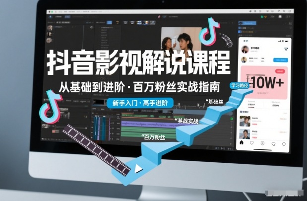 抖音百万粉丝影视解说课程，基础到进阶课，适合新手和进阶学习-鼎誉项目网