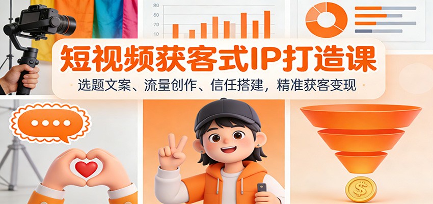 短视频获客式IP打造课:选题文案、流量创作、信任搭建,精准获客变现-鼎誉项目网