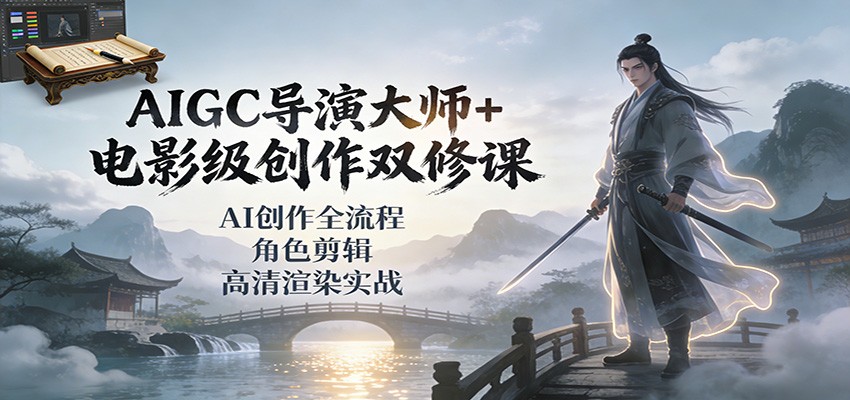 AIGC导演大师+电影级创作双修课:AI创作全流程、角色剪辑、高清渲染实战-鼎誉项目网