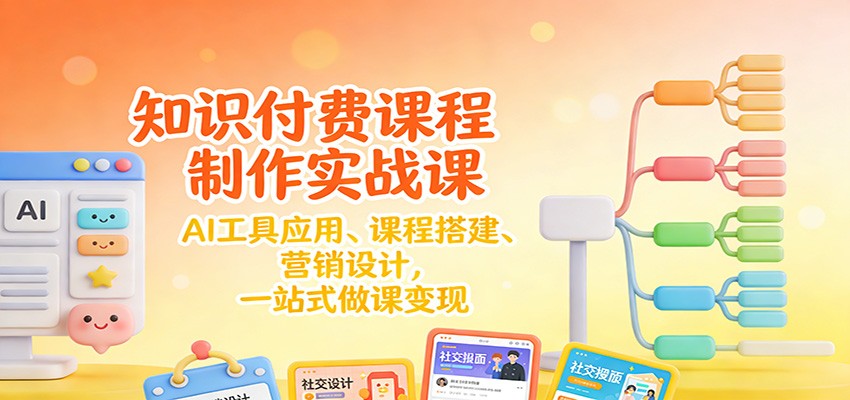知识付费课程制作实战课:AI工具应用 、课程搭建、营销设计,一站式做课变现-鼎誉项目网