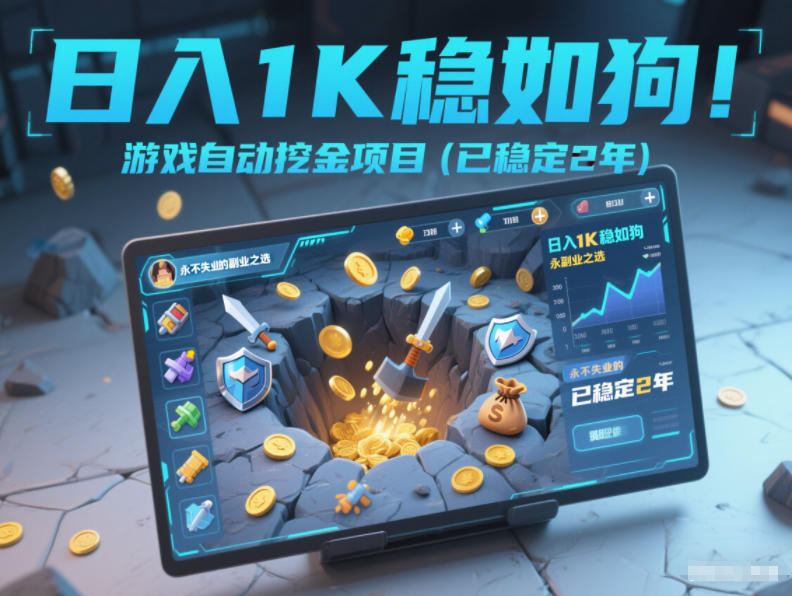 日入1K稳如狗！游戏自动挖金项目(已稳定2年)，永不失业的副业之选【揭秘】-鼎誉项目网