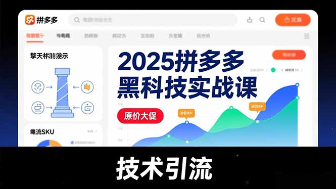 2025拼多多黑科技实战课，擎天柱玩法、爆流SKU、原价大促，技术引流，单店日销轻松破千单-鼎誉项目网