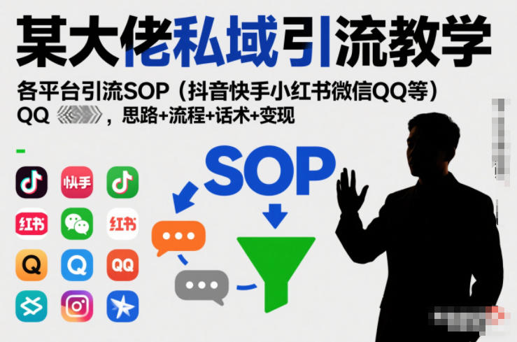某大佬私域引流教学，各平台引流SOP(抖音快手小红书微信QQ等)，思路+流程+话术+变现-鼎誉项目网