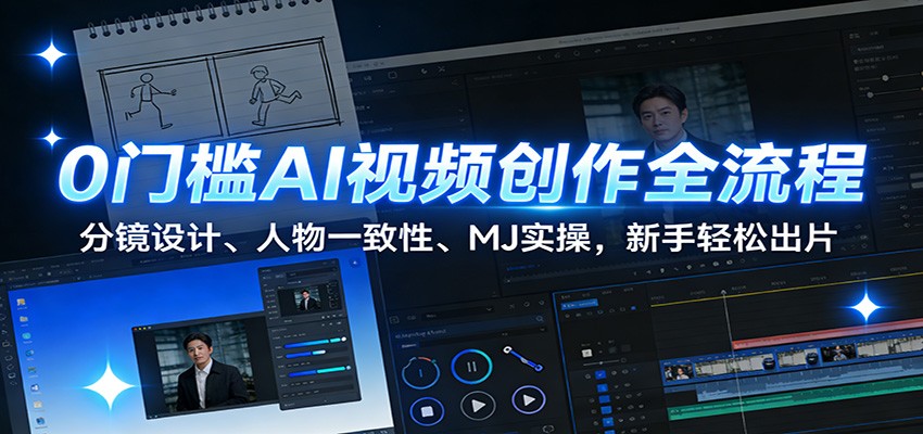0门槛AI视频创作全流程:分镜设计、人物一致性、MJ实操,新手轻松出片-鼎誉项目网