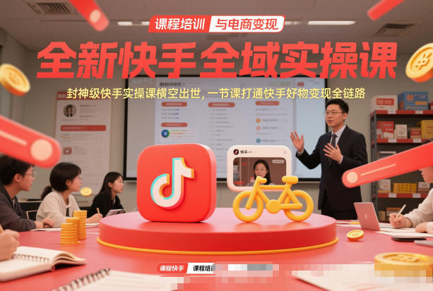 全新快手全域实操课，封神级快手实操课横空出世，一节课打通快手好物变现全链路-鼎誉项目网
