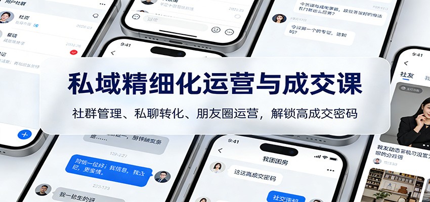 私域精细化运营与成交课:社群管理、私聊转化、朋友圈运营,解锁高成交密码-鼎誉项目网