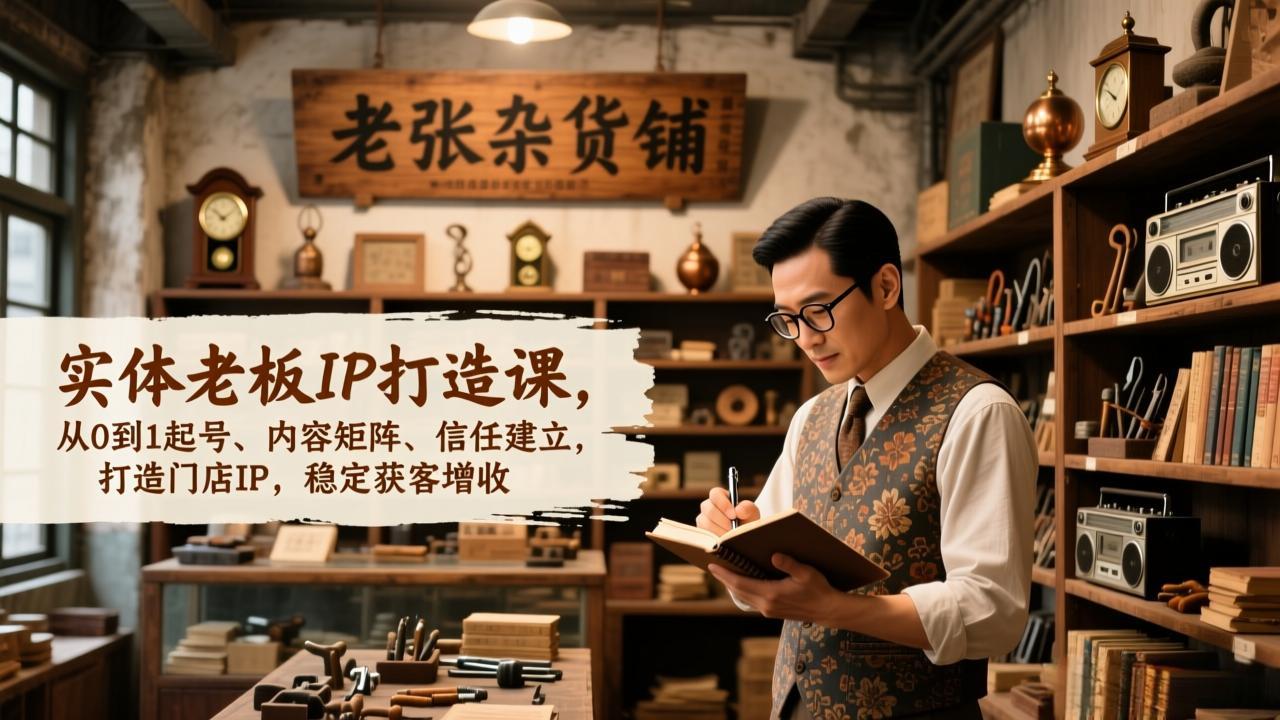 实体老板IP打造课，从0到1起号、内容矩阵、信任建立，打造门店IP，稳定获客增收-鼎誉项目网