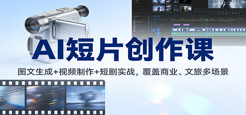 AI短片创作课:图文生成+ 视频制作+短剧实战,覆盖商业、 文旅多场景-鼎誉项目网