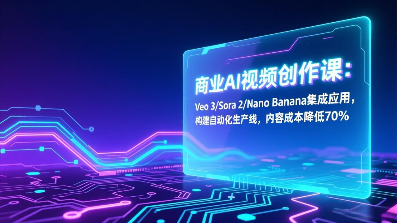 商业AI视频创作课：Veo 3/Sora 2/Nano Banana集成应用，构建自动化生产线，内容成本降低70%-鼎誉项目网