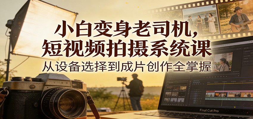 小白变身老司机,短视频拍摄系统课,从设备选择到成片创作全掌握-鼎誉项目网