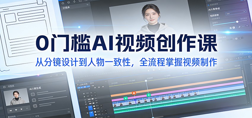 0门槛AI视频创作课:从分镜设计到人物一致性,全流程掌握视频制作-鼎誉项目网