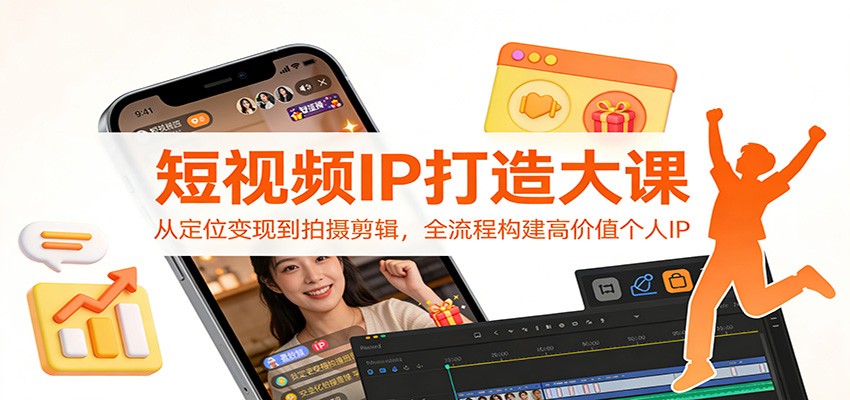 短视频IP打造大课:从定位变现到拍摄剪辑,全流程构建高价值个人IP-鼎誉项目网