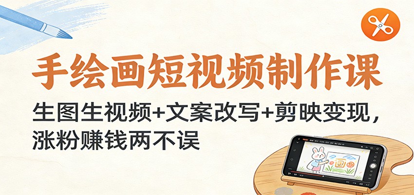 手绘画短视频制作课:生图生视频+文案改写+剪映变现,涨粉赚钱两不误-鼎誉项目网