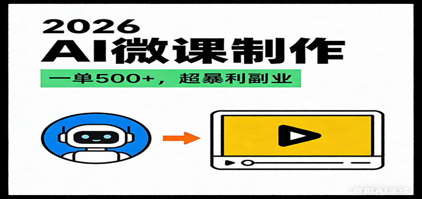 2026AI 风口最稳副业:微课代写制作,一单 500+,人人可做的蓝海项目-鼎誉项目网