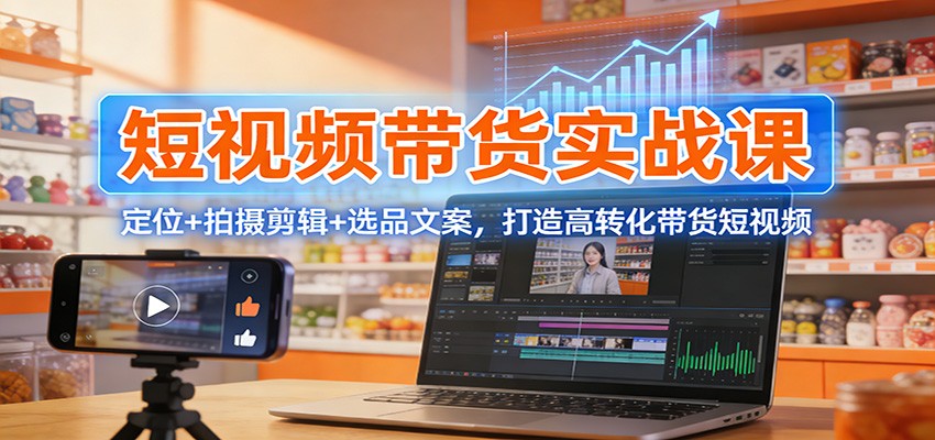 短视频带货实战课:定位+拍摄剪辑+选品文案,打造高转化带货短视频-鼎誉项目网