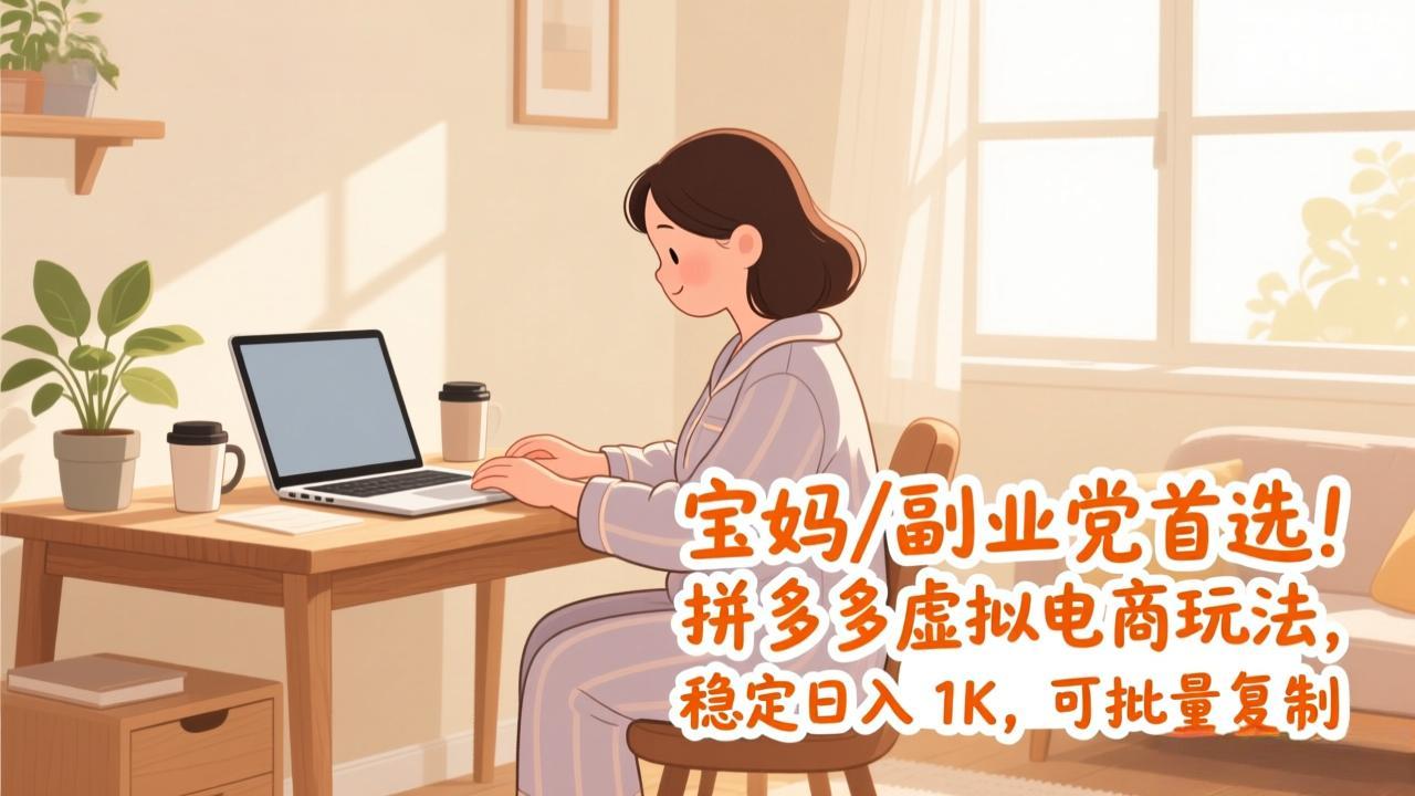 宝妈 / 副业党首选！拼多多虚拟电商玩法，稳定日入 1K，可批量复制-鼎誉项目网