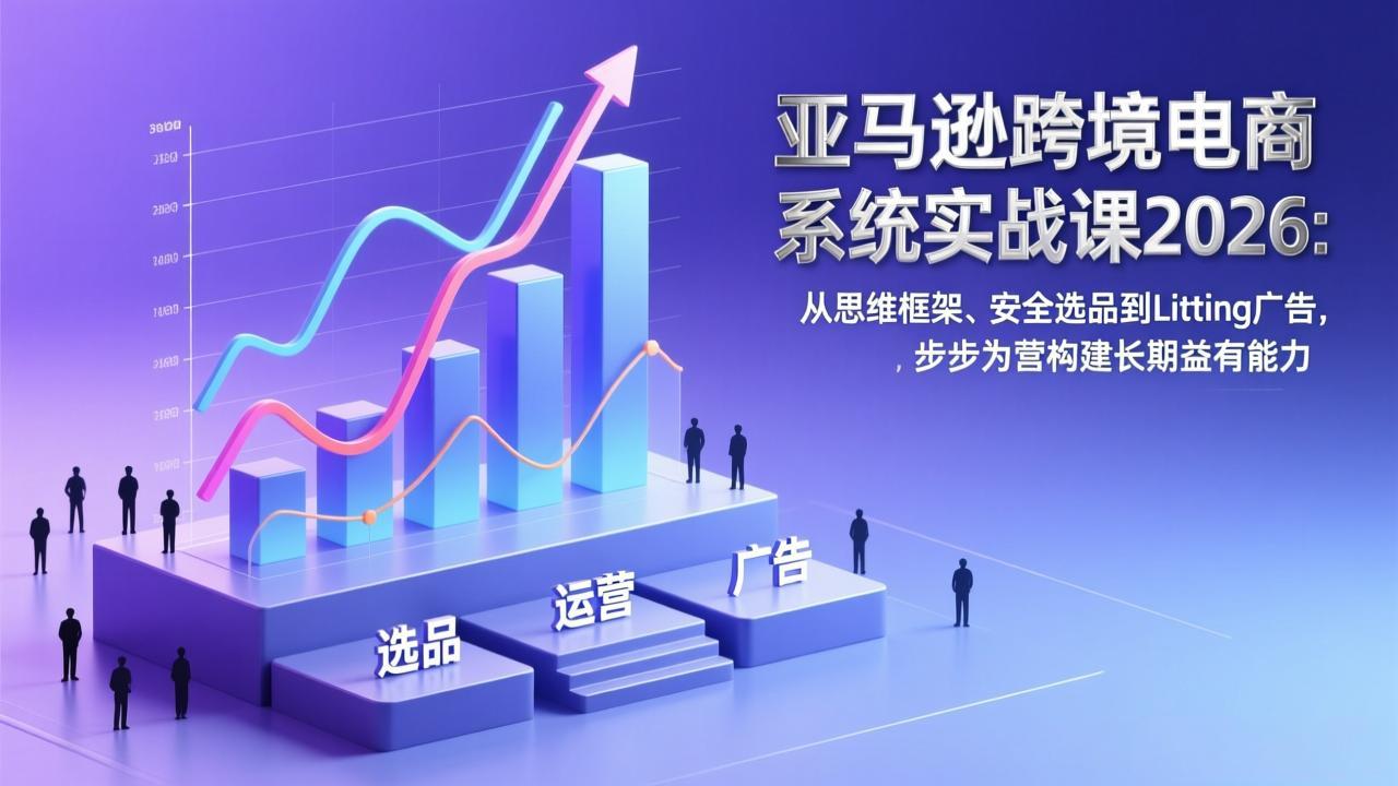 亚马逊跨境电商系统实战课2026：从思维框架、安全选品到Listing广告，步步为营构建长期盈利能力-鼎誉项目网