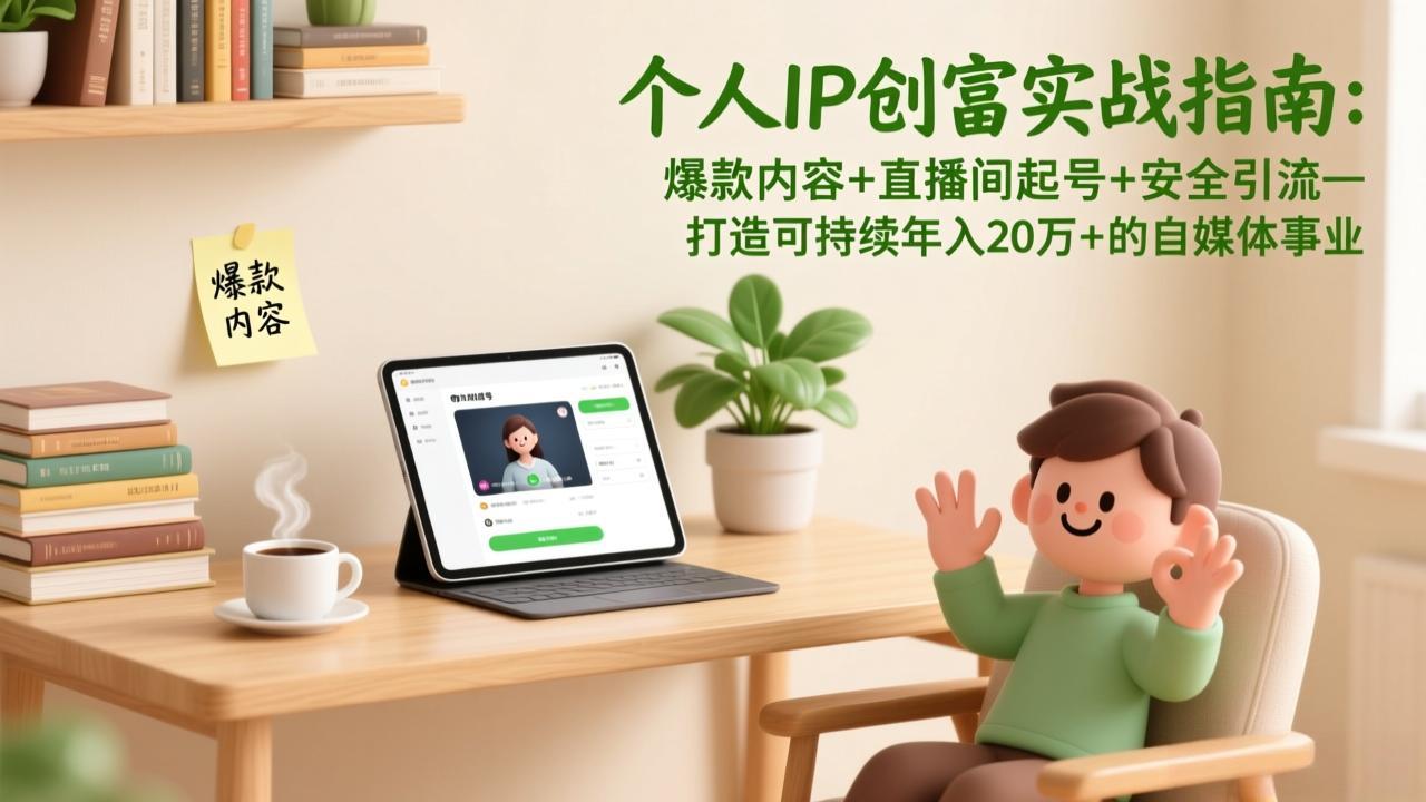 个人IP创富实战指南：爆款内容+直播间起号+安全引流，打造可持续年入20万+的自媒体事业-鼎誉项目网