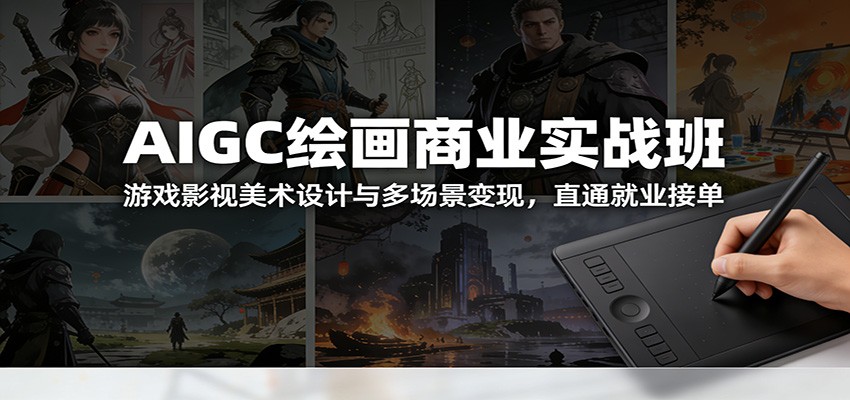 AIGC绘画商业实战班:游戏影视美术设计与多场景变现,直通就业接单-鼎誉项目网