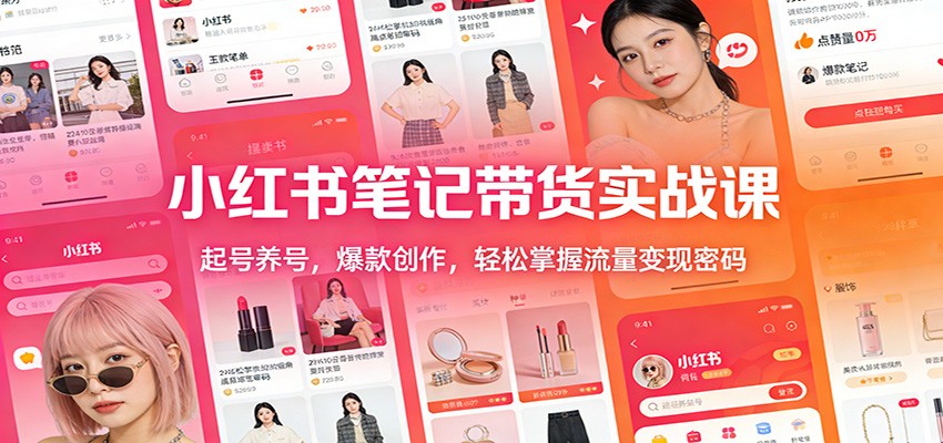 小红书笔记带货实战课：起号养号，爆款创作，轻松掌握流量变现密码-鼎誉项目网