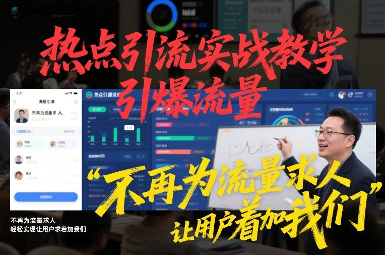 热点引流实战教学，引爆流量，不再为流量求人，轻松实现让用户求着加我们-鼎誉项目网