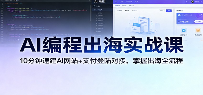 AI编程出海实战课:10分钟速建AI网站+支付登陆对接,掌握出海全流程-鼎誉项目网