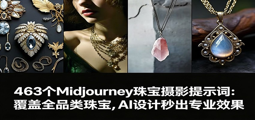 463个Midjourney珠宝摄影提示词:覆盖全品类珠宝,AI设计秒出专业效果-鼎誉项目网