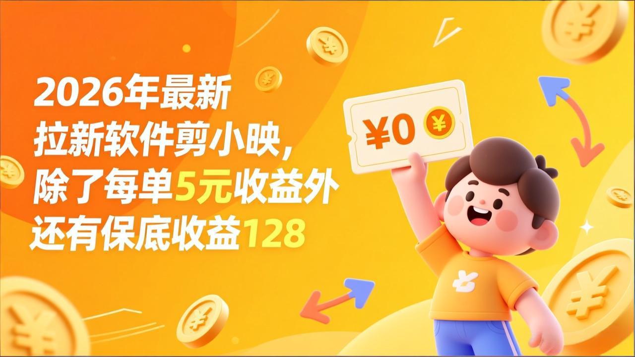 最新拉新软件剪小映，除了每单5元收益外还有保底收益128-鼎誉项目网