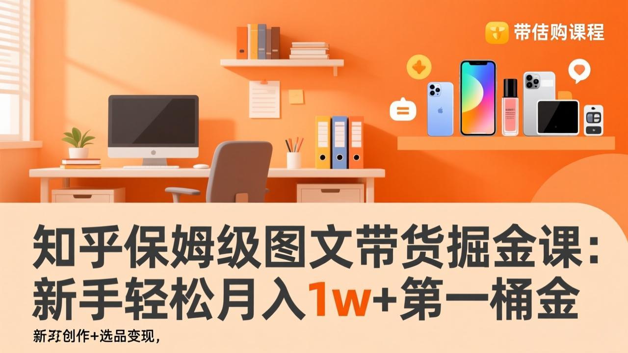 知乎保姆级图文带货掘金课：账号打造+爆文创作+选品变现，新手轻松月入1w+第一桶金-鼎誉项目网