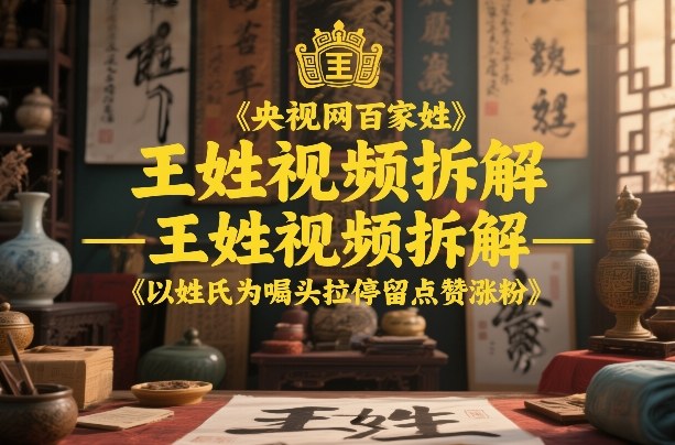 央视网百家姓–王姓视频拆解，以姓氏为噱头拉停留点赞涨粉-鼎誉项目网