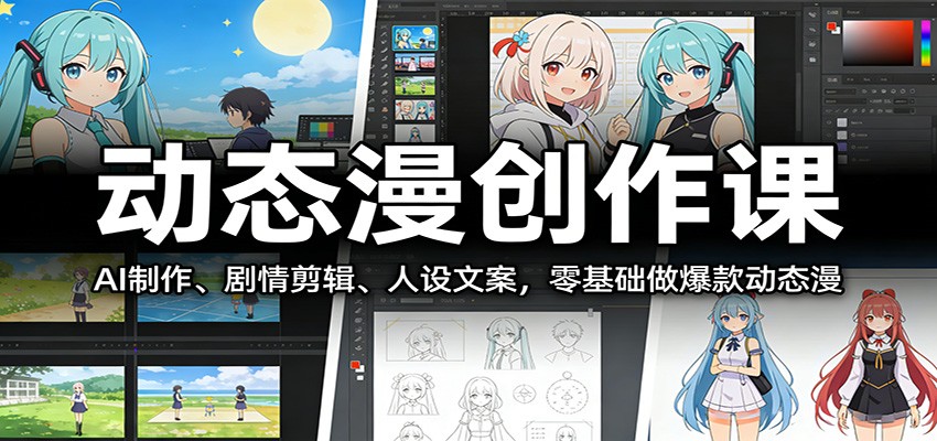 动态漫创作课：AI制作、剧情剪辑、人设文案，零基础做爆款动态漫-鼎誉项目网