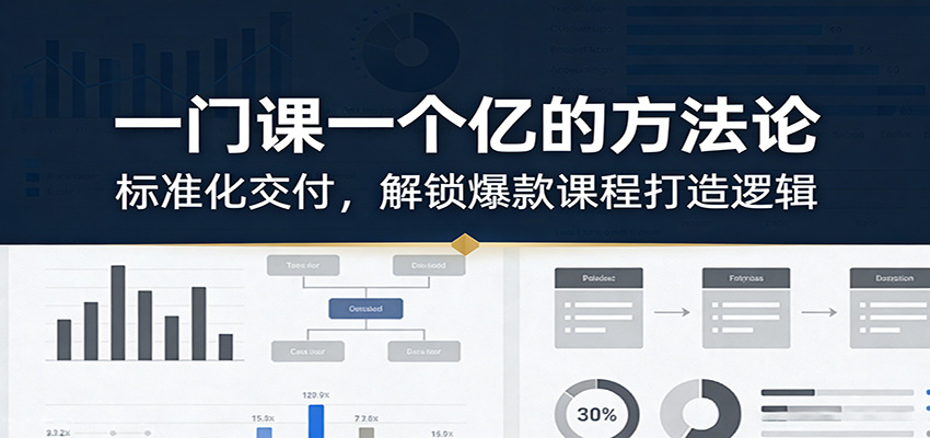 一门课一个亿的方法论：标准化交付，解锁爆款课程打造逻辑-鼎誉项目网