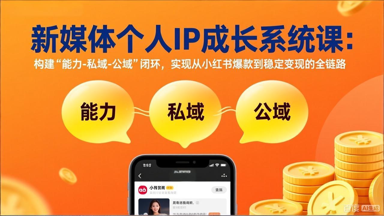 新媒体个人IP成长系统课-更新：构建“能力-私域-公域”闭环，实现从小红书爆款到稳定变现-鼎誉项目网