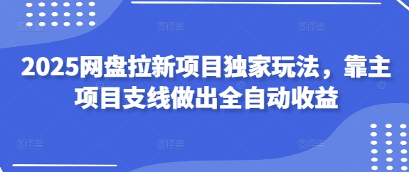 2025网盘拉新项目独家玩法，靠主项目支线做出全自动收益-鼎誉项目网