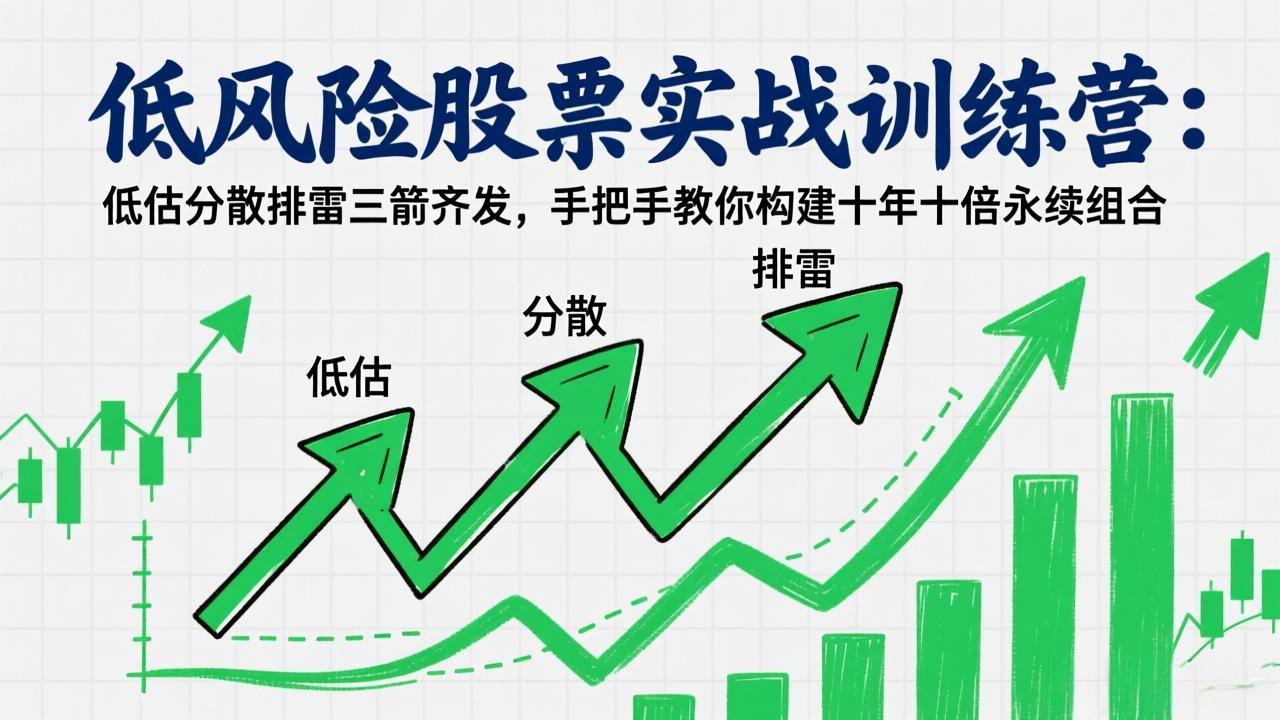 低风险股票实战训练营：低估分散排雷三箭齐发，手把手教你构建十年十倍永续组合-鼎誉项目网