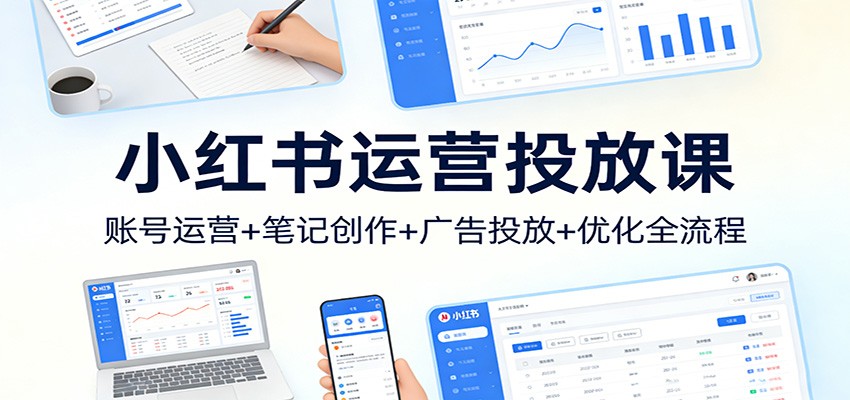 小红书运营投放课:账号运营+笔记创作+广告投放+优化全流程-鼎誉项目网