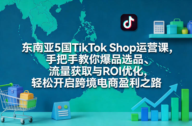 东南亚5国TikTok Shop运营课，手把手教你爆品选品、流量获取与ROI优化，轻松开启跨境电商盈利之路-鼎誉项目网