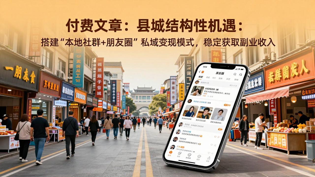 付费文章：县城结构性机遇：搭建“本地社群+朋友圈”私域变现模式，稳定获取副业收入-鼎誉项目网