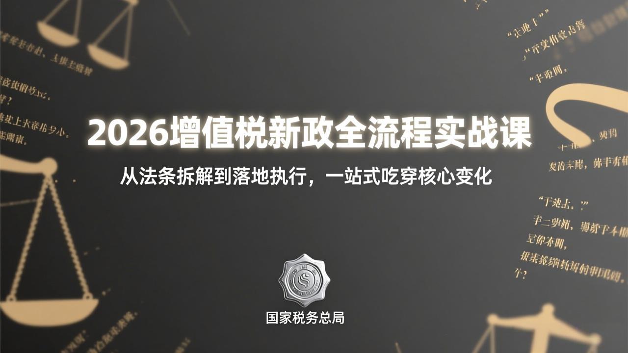 2026增值税新政全流程实战课：从法条拆解到落地执行，一站式吃透核心变化-鼎誉项目网