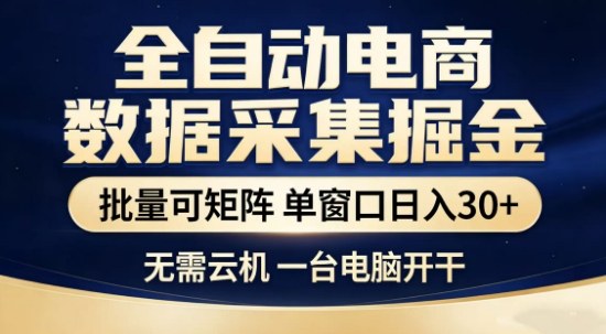 独家电商数据全自动采集项目，批量可矩阵，单窗口轻松日入3张+【揭秘】-鼎誉项目网