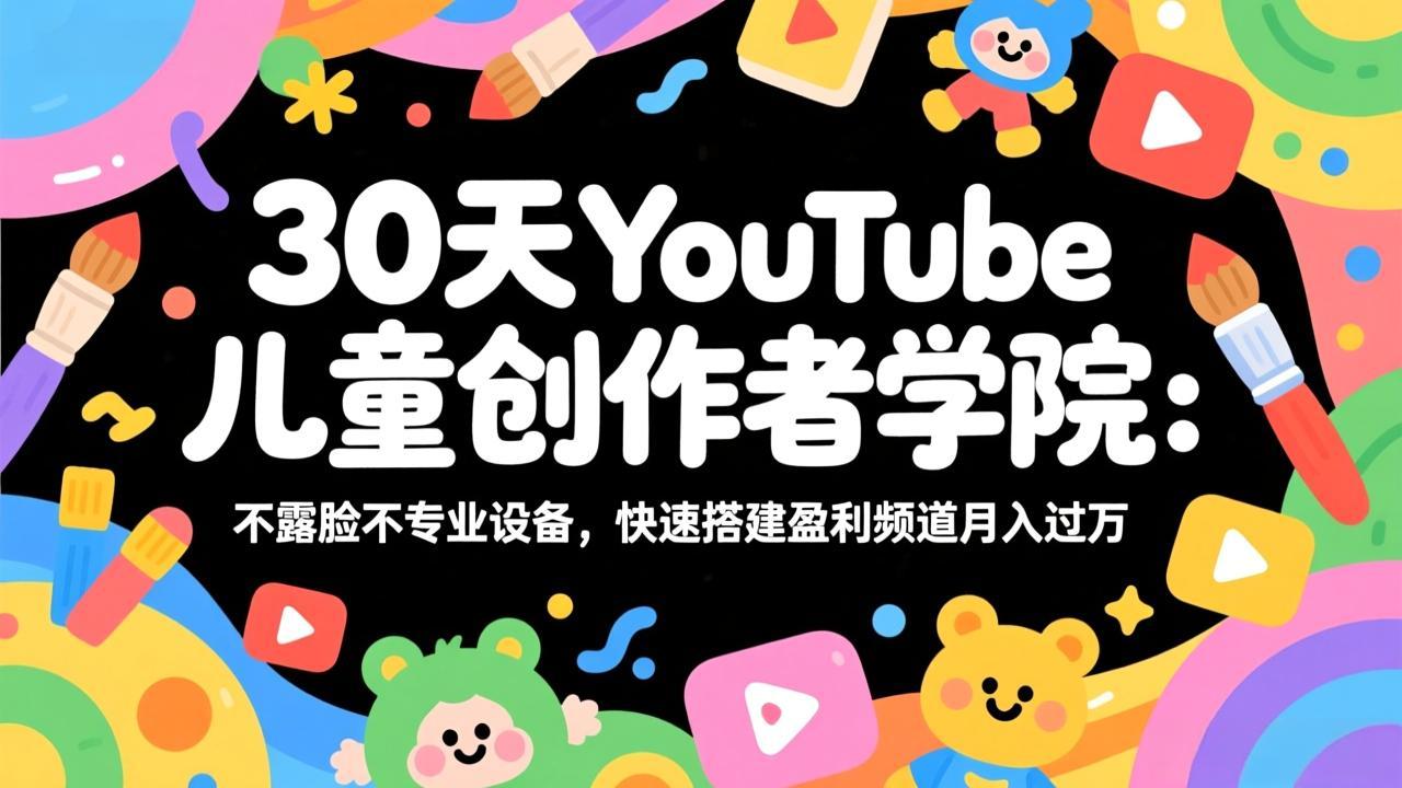 30天YouTube儿童创作者学院：不露脸不专业设备，快速搭建盈利频道月入过万-鼎誉项目网