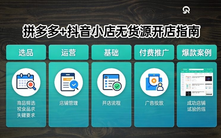 拼多多+抖音小店无货源开店，包括：选品、运营、基础、付费推广、爆款案例等(更新26年3月)-鼎誉项目网
