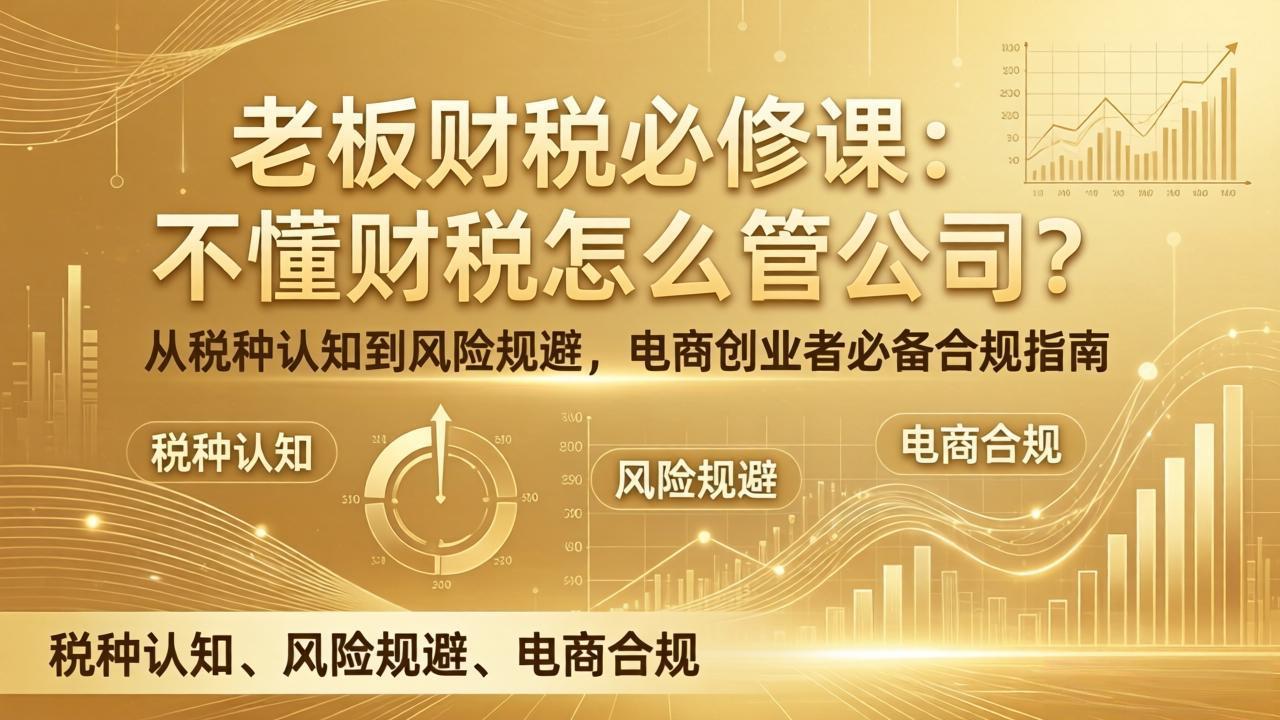 老板财税必修课：不懂财税怎么管公司？从税种认知到风险规避，电商创业者必备合规指南-鼎誉项目网