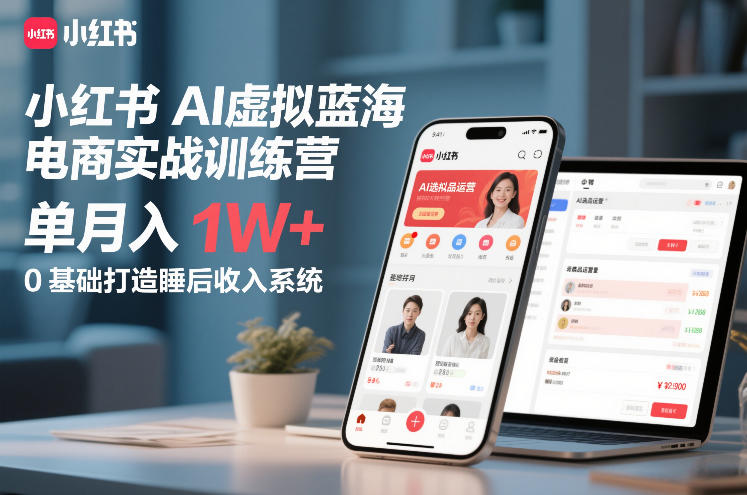 小红书AI虚拟蓝海电商实战训练营，单月入1W+，0基础打造睡后收入系统(更新)-鼎誉项目网