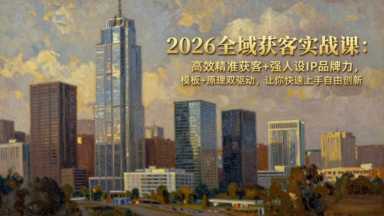 2026全域获客实战课：高效精准获客+强人设IP品牌力，模板+原理双驱动，让你快速上手自由创新-鼎誉项目网