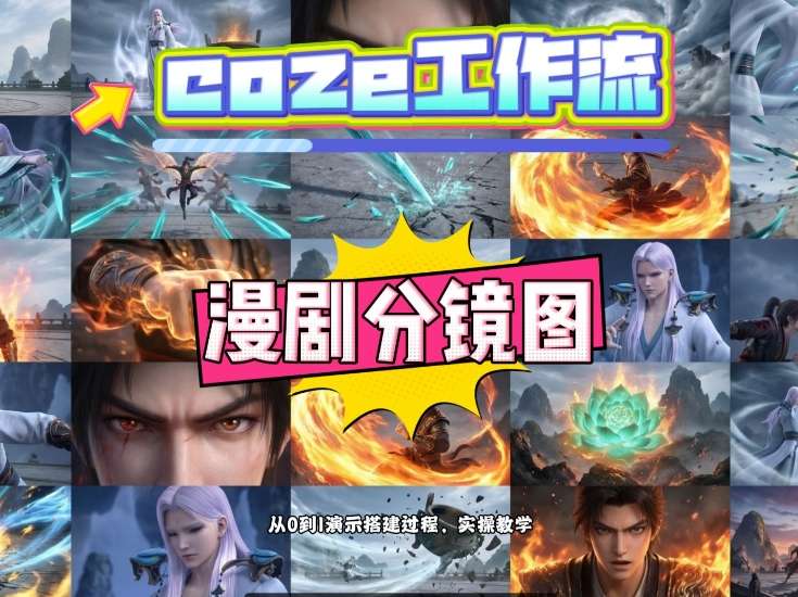 通过Coze工作流，制作《动漫分镜图》，两分钟制作完成25宫格分镜图，从0到1演示搭建过程，实操教学-鼎誉项目网