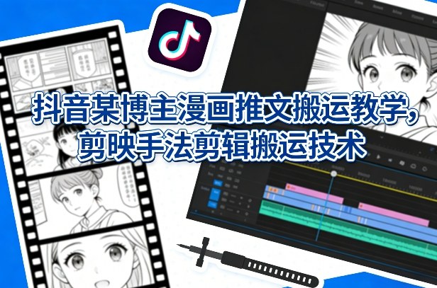 抖音某博主漫画推文搬运教学，剪映手法剪辑搬运技术-鼎誉项目网