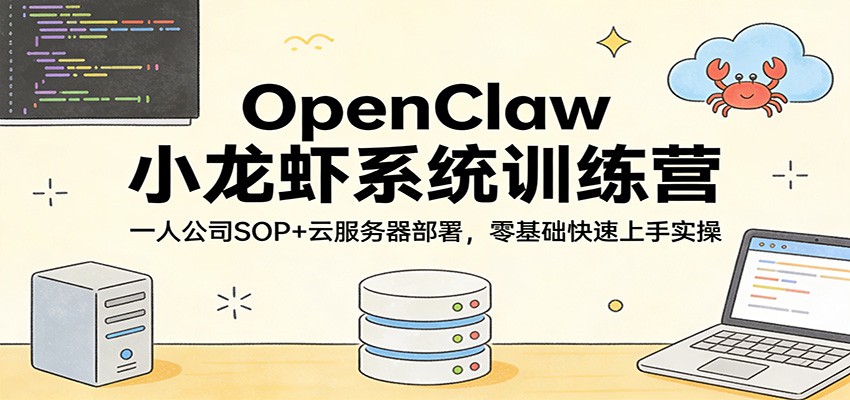 OpenClaw小龙虾系统训练营:一人公司SOP,云服务器部署,零基础快速上手实操-鼎誉项目网