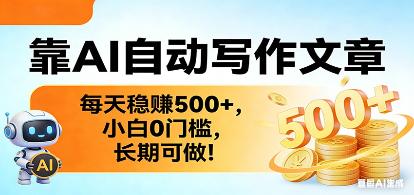 靠AI自动写作文章，每天稳赚500+，小白0门槛，长期可做！-鼎誉项目网